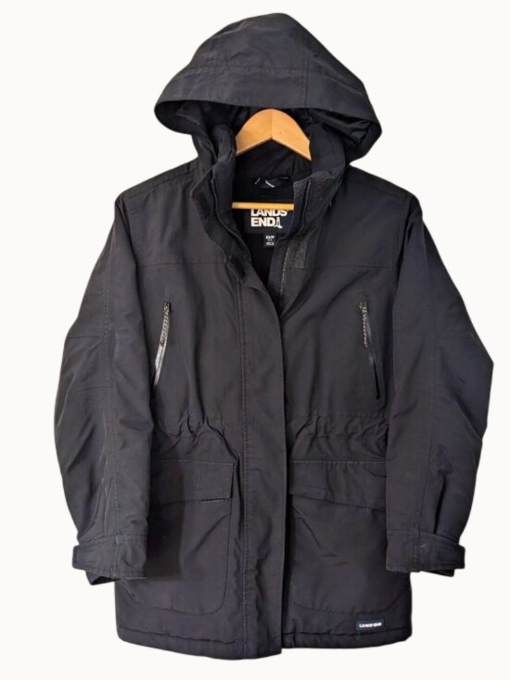 Lands' End Women's‎ Hooded Parka Jacket Black XS